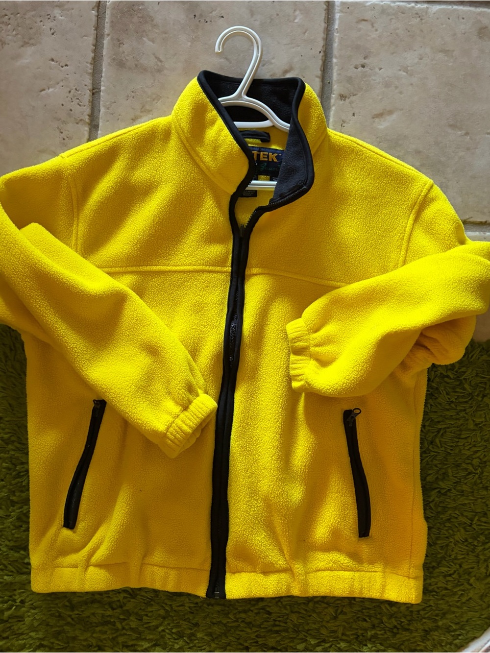 Eddie Bauer Bright Yellow Fleece Ski Jacket with Black Trim